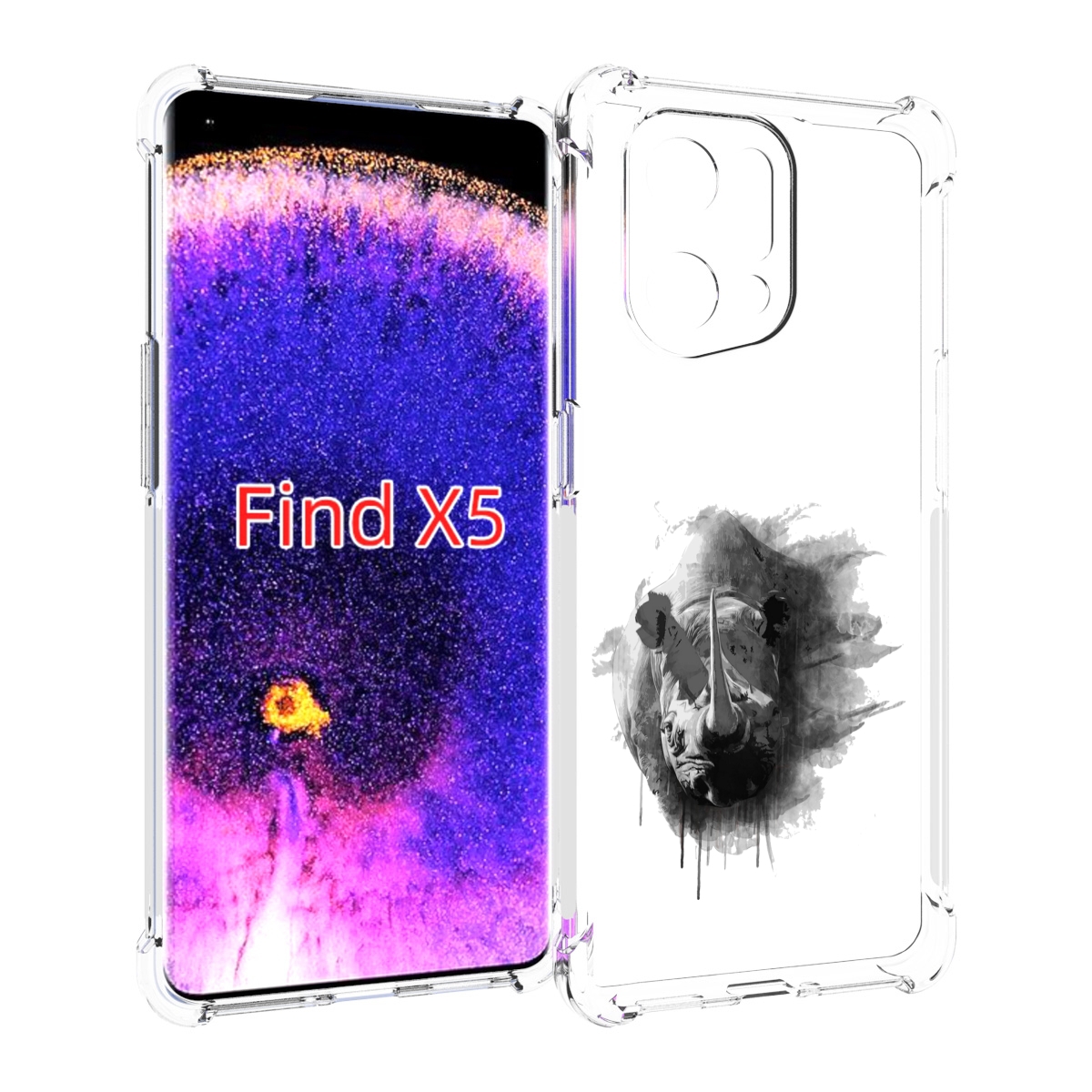 

Чехол MyPads носорог для Oppo Find X5, Прозрачный, Tocco