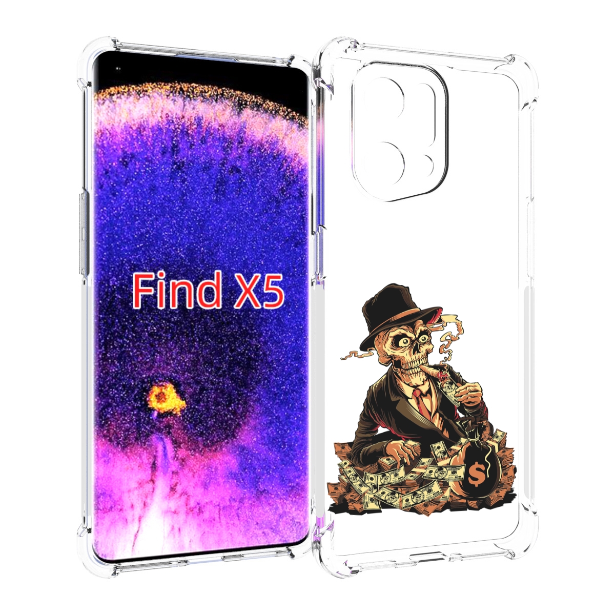 

Чехол MyPads нарисованный череп с сигаретой для Oppo Find X5, Прозрачный, Tocco