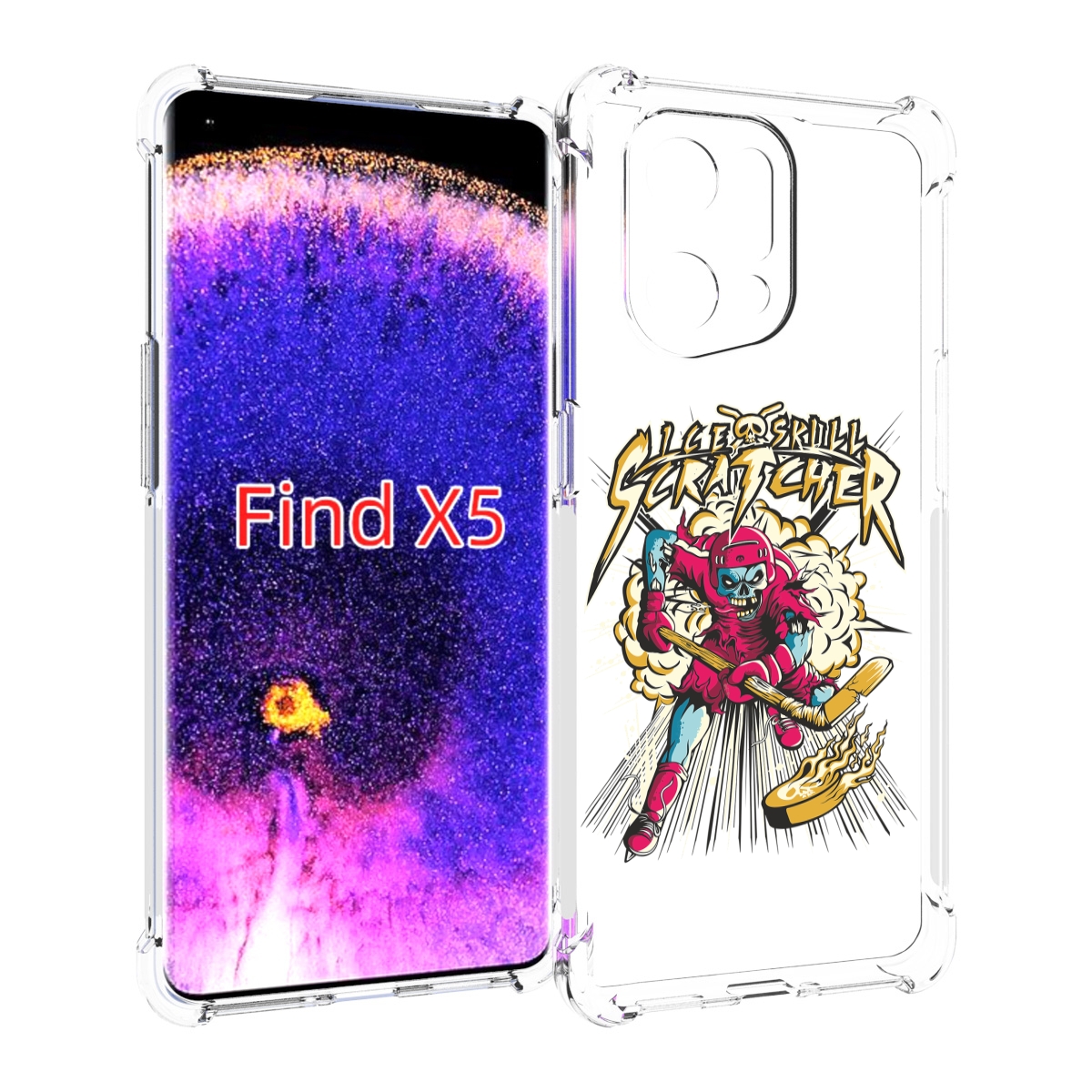 

Чехол MyPads нарисованный скелет хоккеист для Oppo Find X5, Прозрачный, Tocco