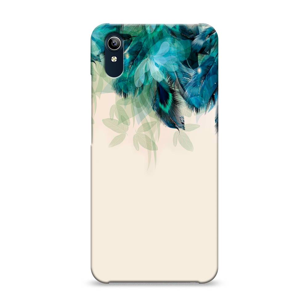фото Пластиковый чехол "перья голубого цвета" на vivo y91c awog