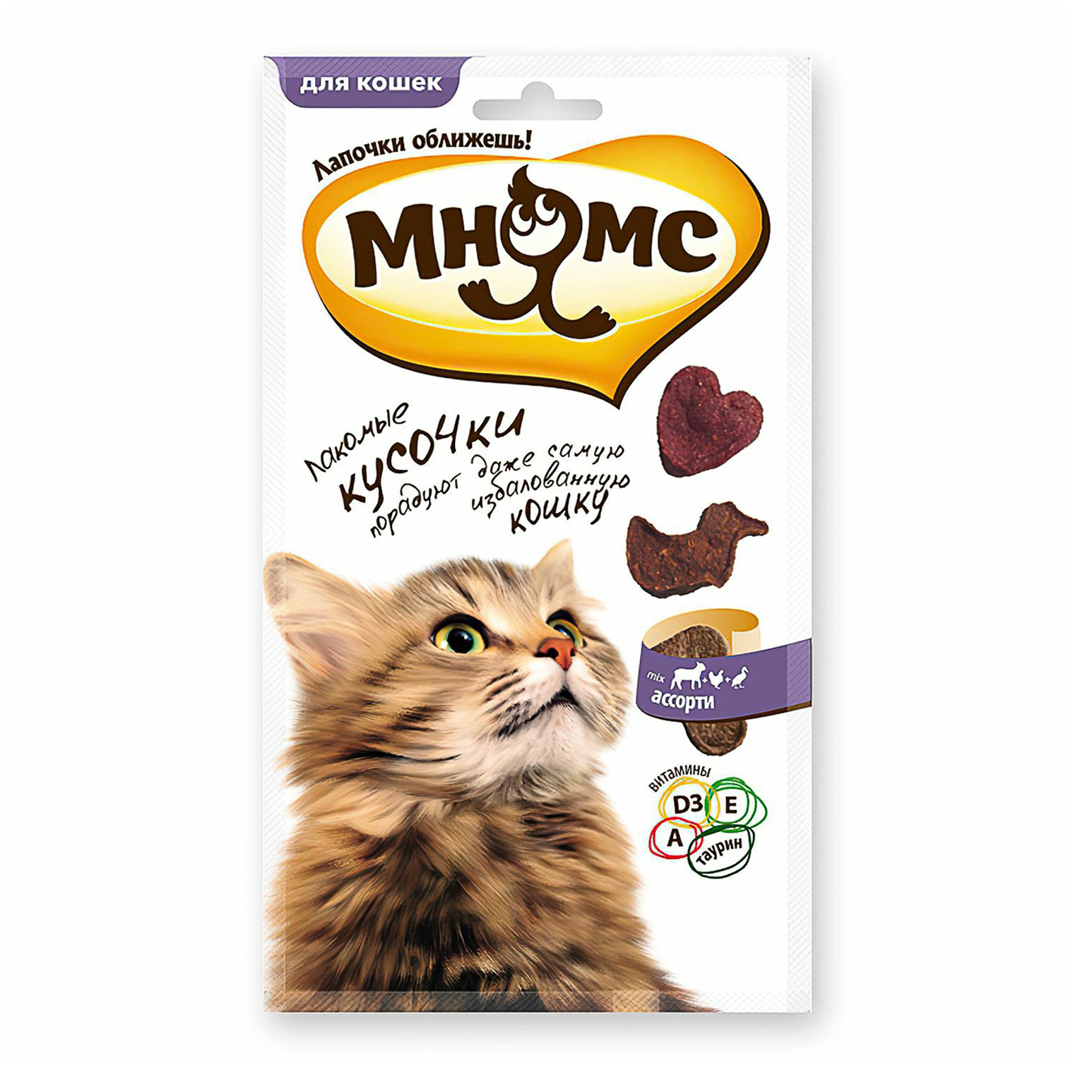

Лакомство для кошек Мнямс, кусочки, мясное ассорти, 35 г
