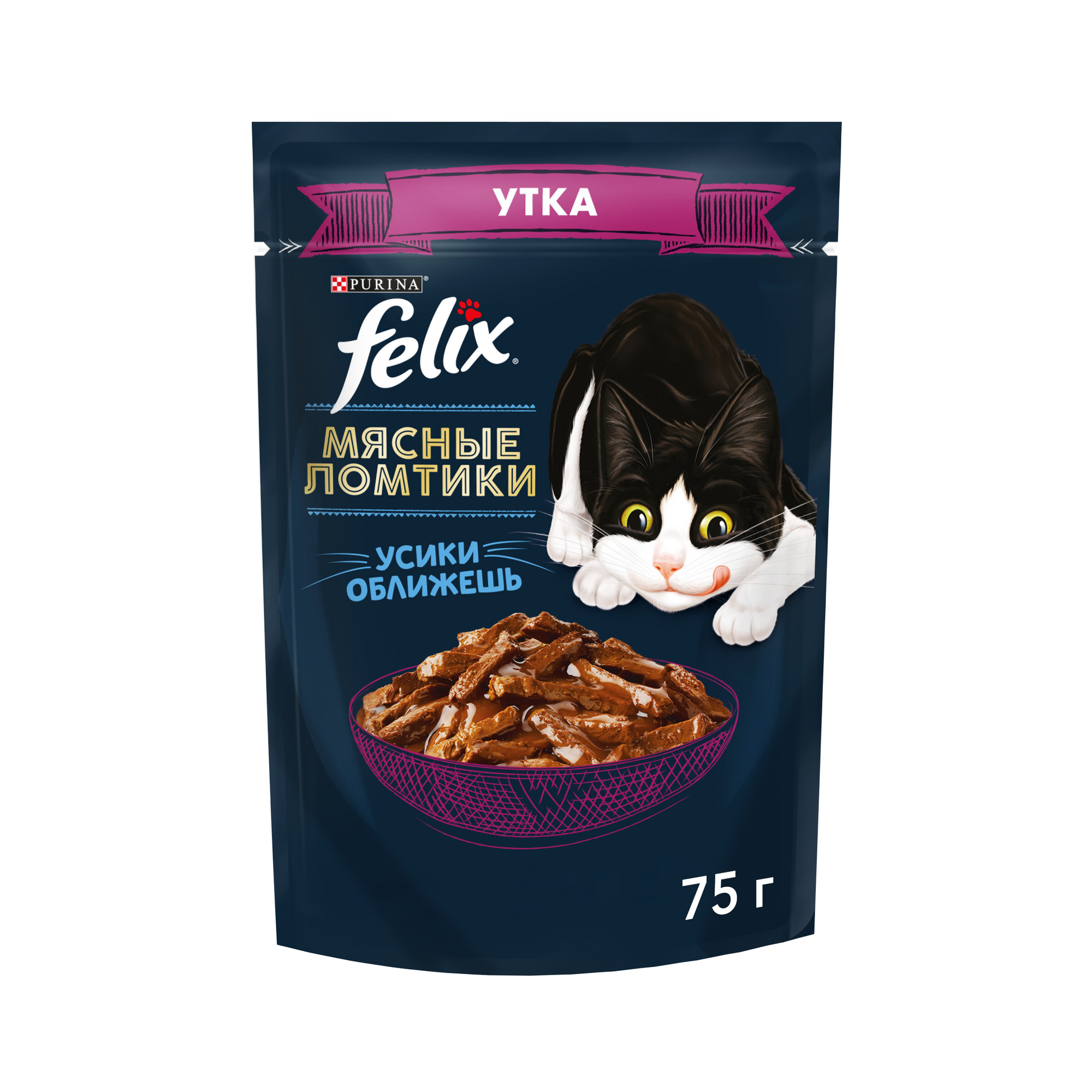 Влажный корм для кошек Felix Мясные ломтики с уткой, 75 г