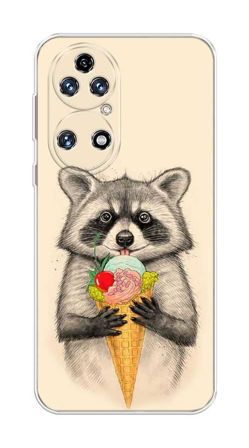 

Чехол Awog на Huawei P50 "Енот с мороженым", Бежевый;серый, 6104950-10
