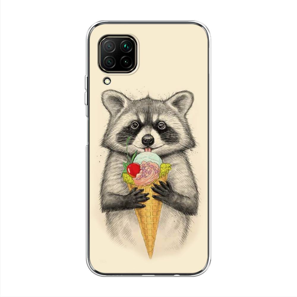 

Чехол Awog на Huawei P40 Lite "Енот с мороженым", Бежевый;серый, 611650-10