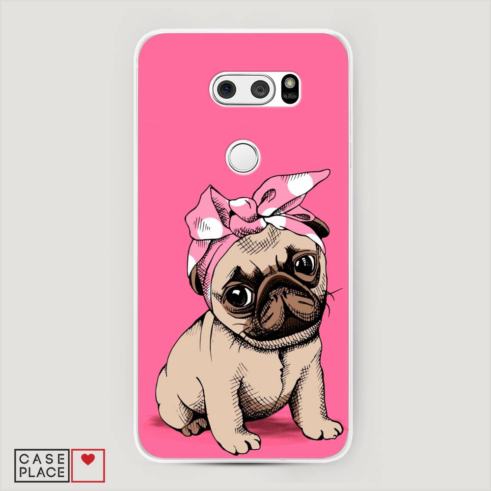 

Чехол Awog на LG V35 ThinQ "Dog Pin-Up", Розовый;бежевый, 83650-2