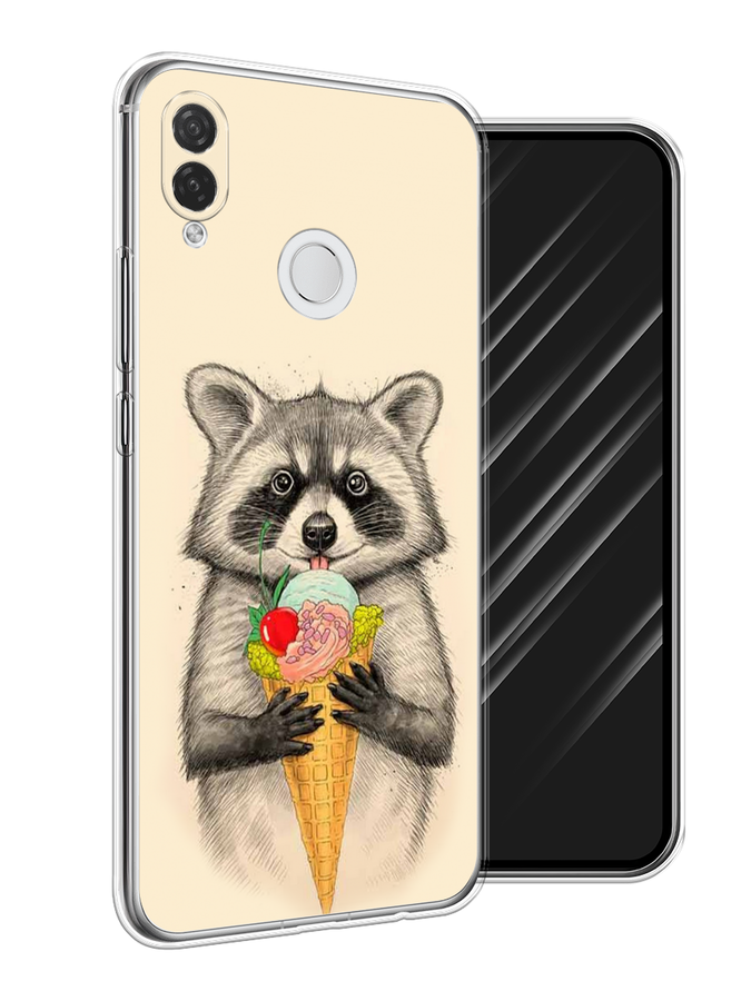 

Чехол Awog на Huawei P Smart Plus "Енот с мороженым", Бежевый;серый, 68250-10