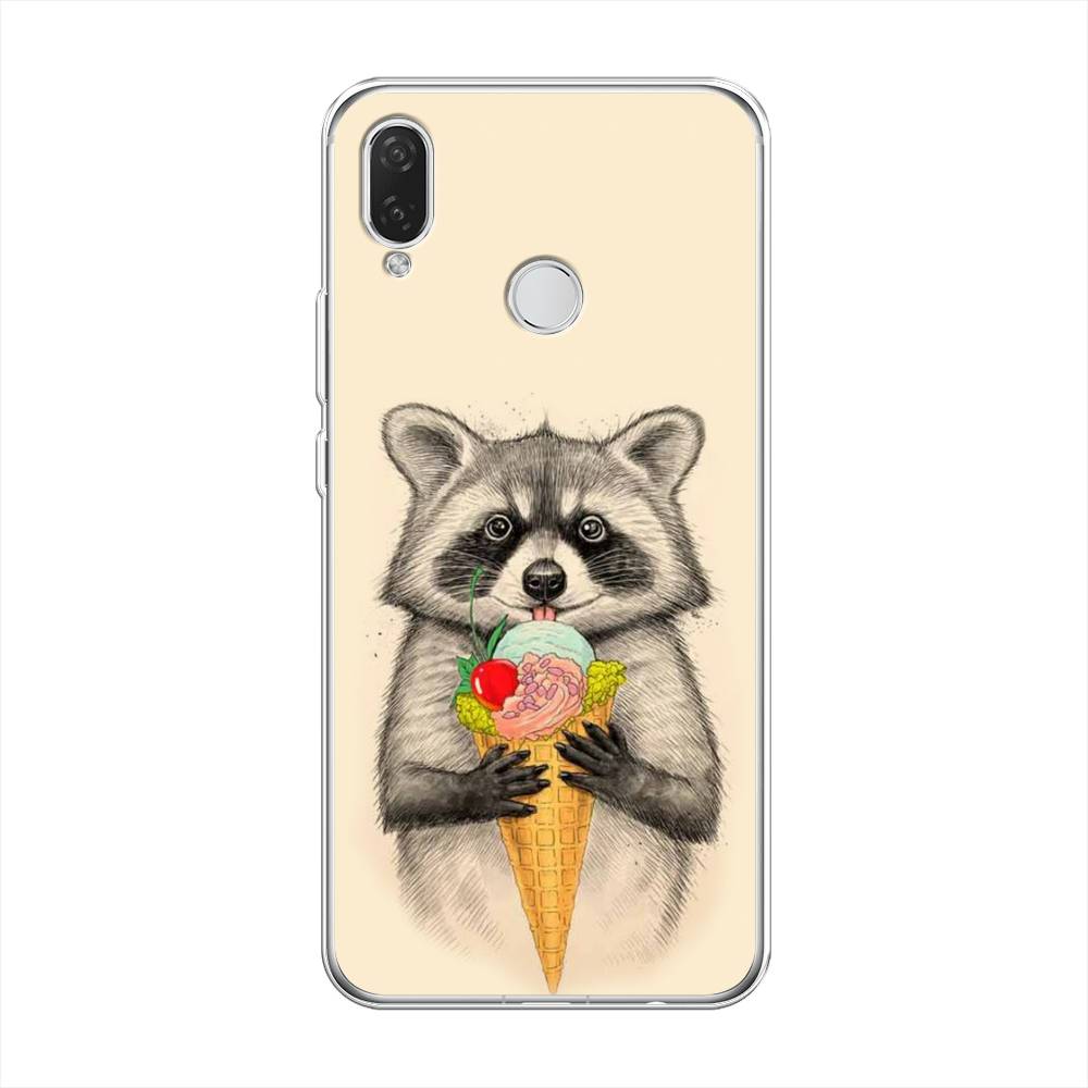 

Чехол Awog на Huawei Nova 3i "Енот с мороженым", Бежевый;серый, 68350-10
