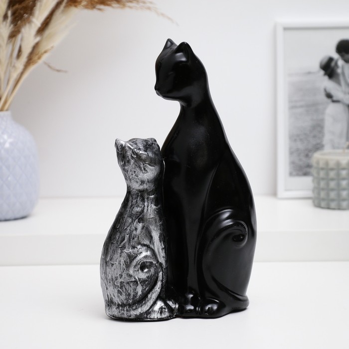 

Фигура "Кошка с котенком" черная с серебром, 16х26см, Серебристый;черный
