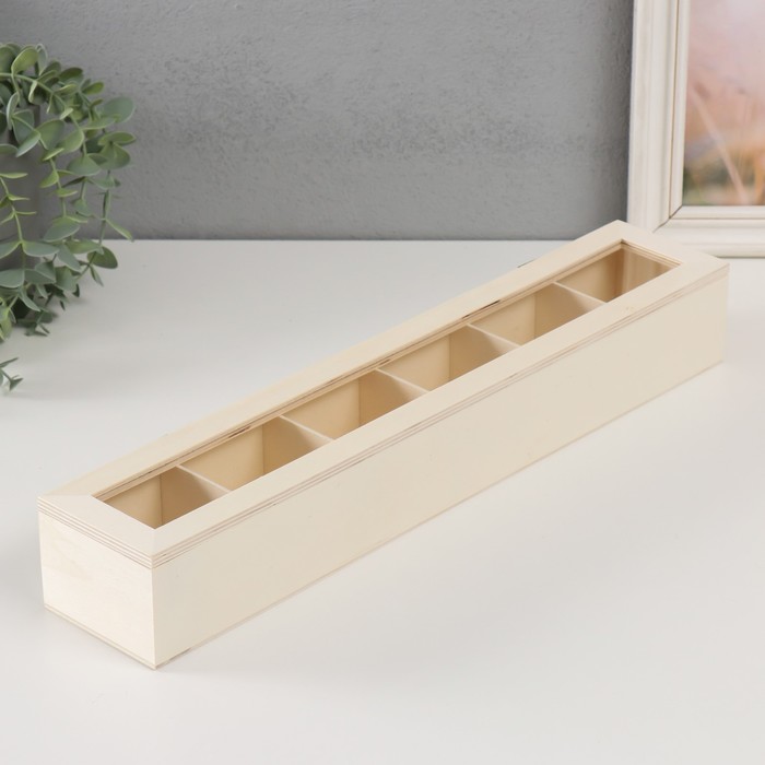 

Шкатулка дерево под роспись со стеклом с делениями "Прямоугольная" без замка 45х8,5х6,5 см, Бежевый