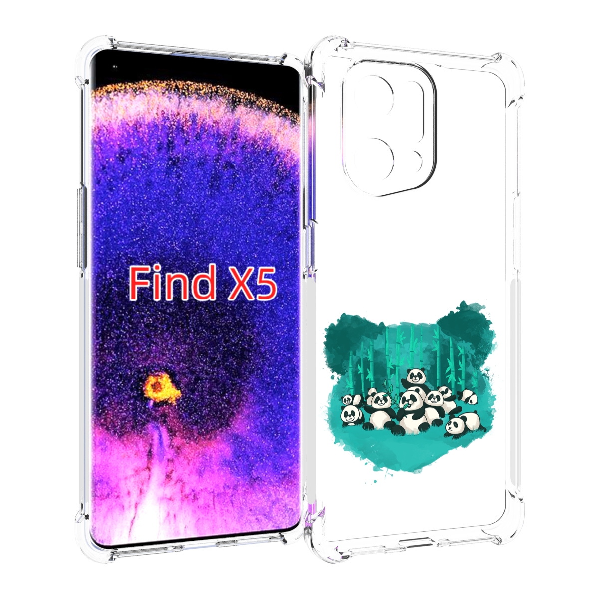

Чехол MyPads нарисованные панды для Oppo Find X5, Прозрачный, Tocco