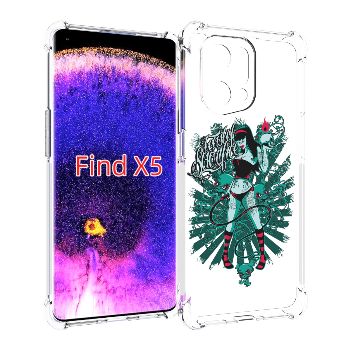 

Чехол MyPads нарисованная девушка в татуировках для Oppo Find X5, Прозрачный, Tocco