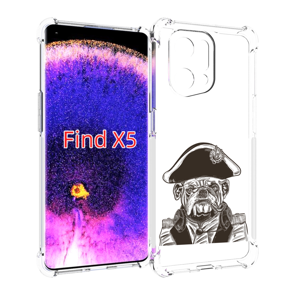 

Чехол MyPads мопс генерал для Oppo Find X5, Прозрачный, Tocco