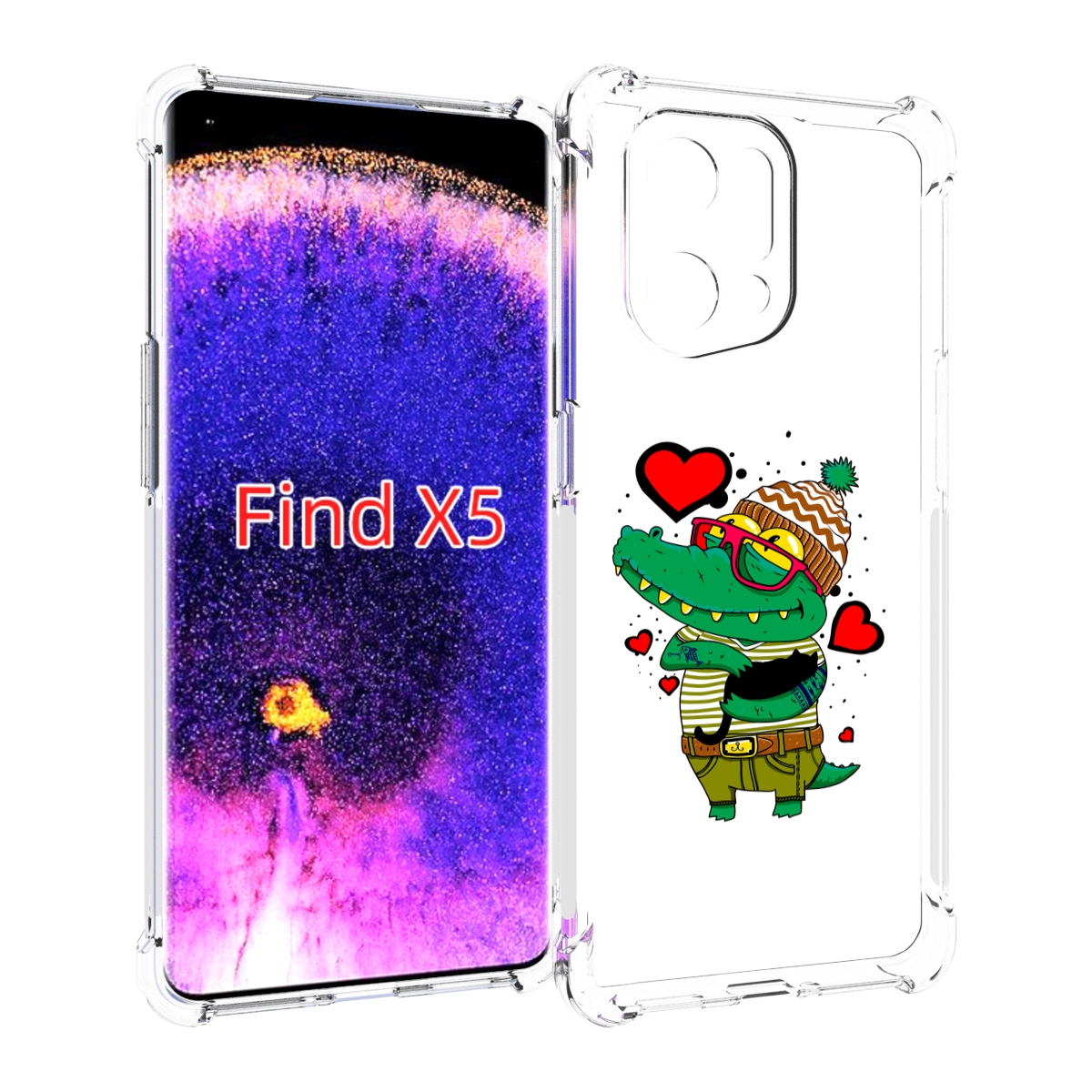 

Чехол MyPads Влюбленный крокодил для Oppo Find X5, Прозрачный, Tocco