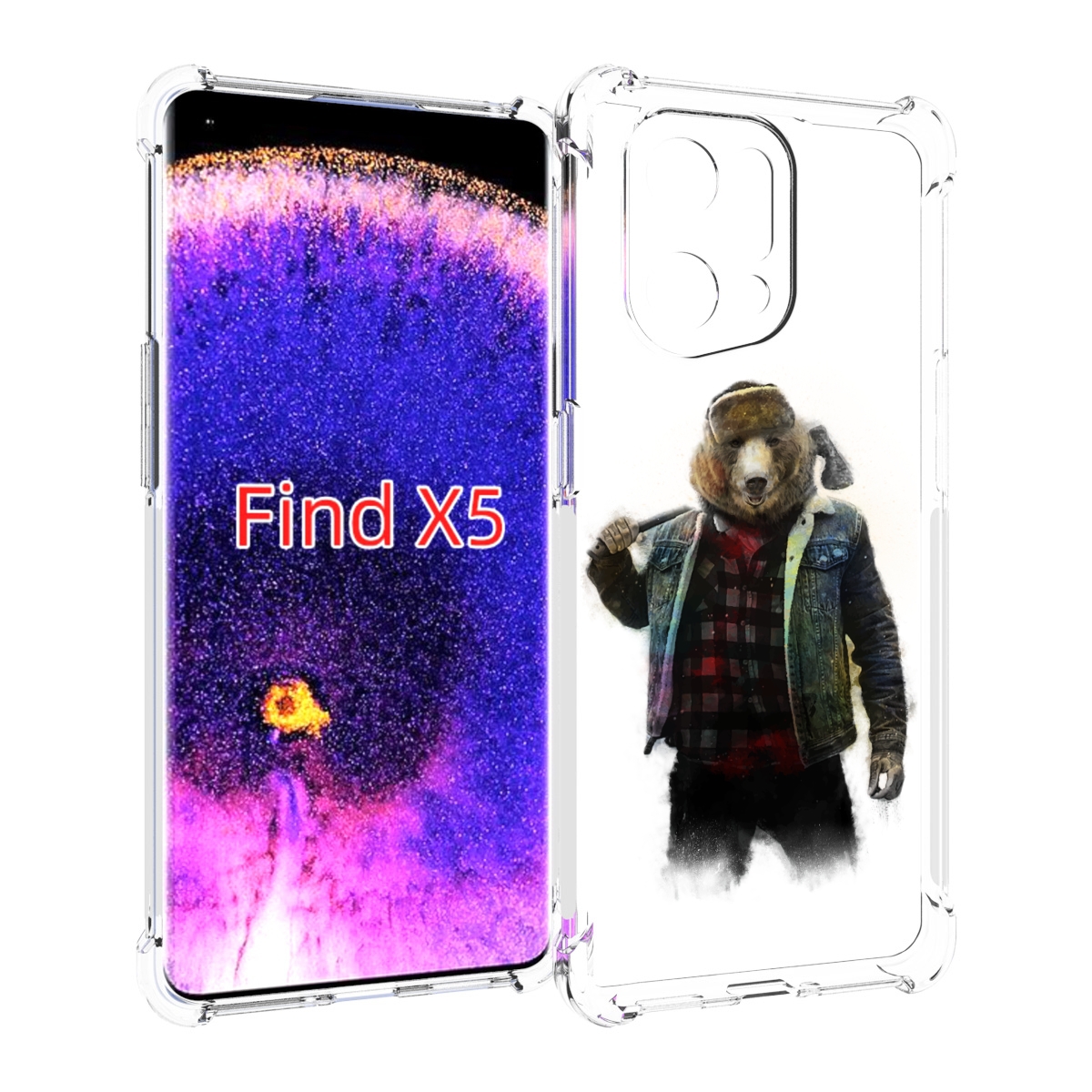 

Чехол MyPads медведь с топором для Oppo Find X5, Прозрачный, Tocco
