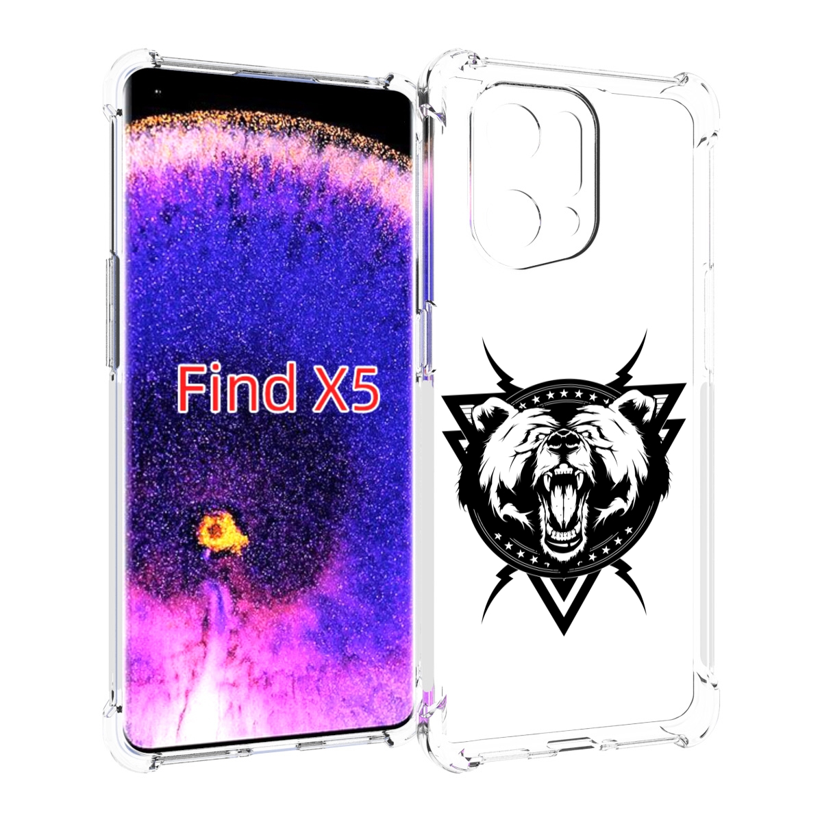 

Чехол MyPads медведь в треугольнике для Oppo Find X5, Прозрачный, Tocco
