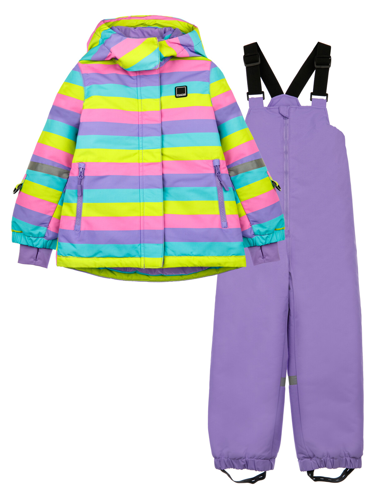 Комплект для девочек PlayToday: куртка, полукомбинезон, цветной,светло-сиреневый, 104