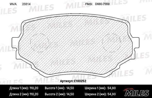 

Комплект тормозных колодок MILES E100252