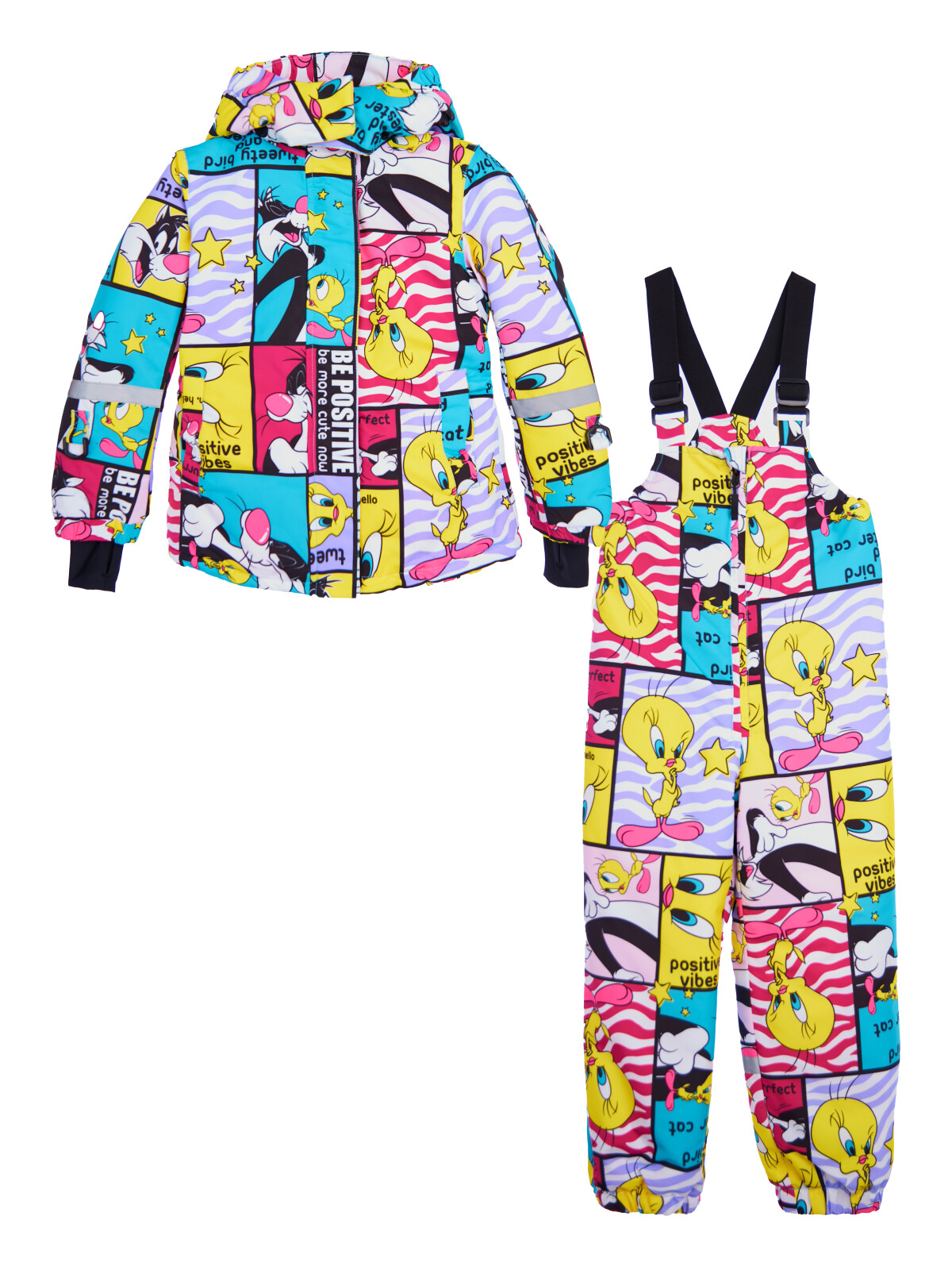 Комплект для девочек PlayToday: куртка, полукомбинезон, цветной, 122