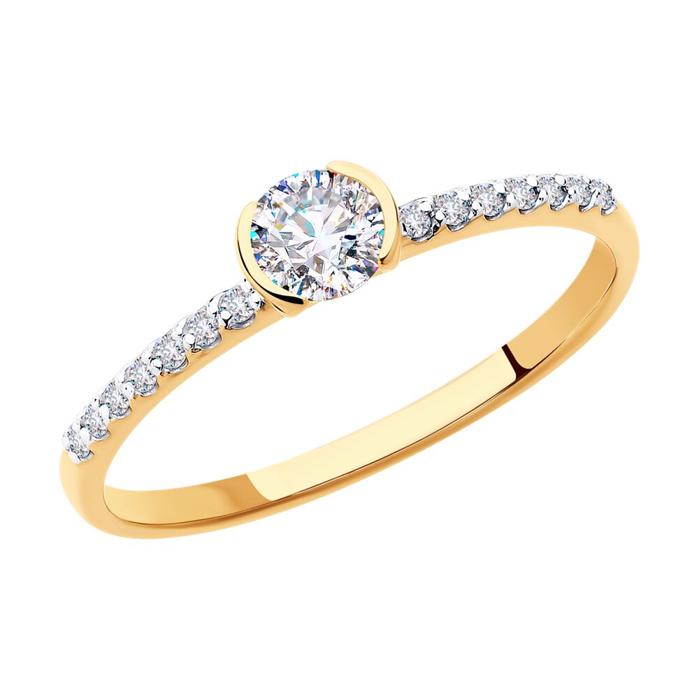 

Кольцо из золота р. 19 Diamant 51-110-00252-1, фианит, 51-110-00252-1