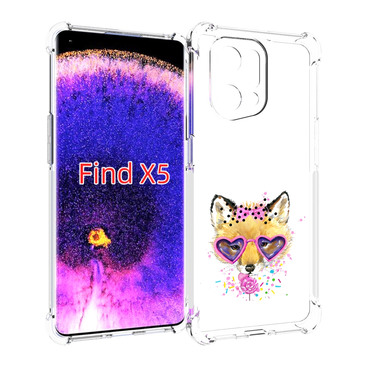 

Чехол MyPads лисенок с бантиком для Oppo Find X5, Прозрачный, Tocco