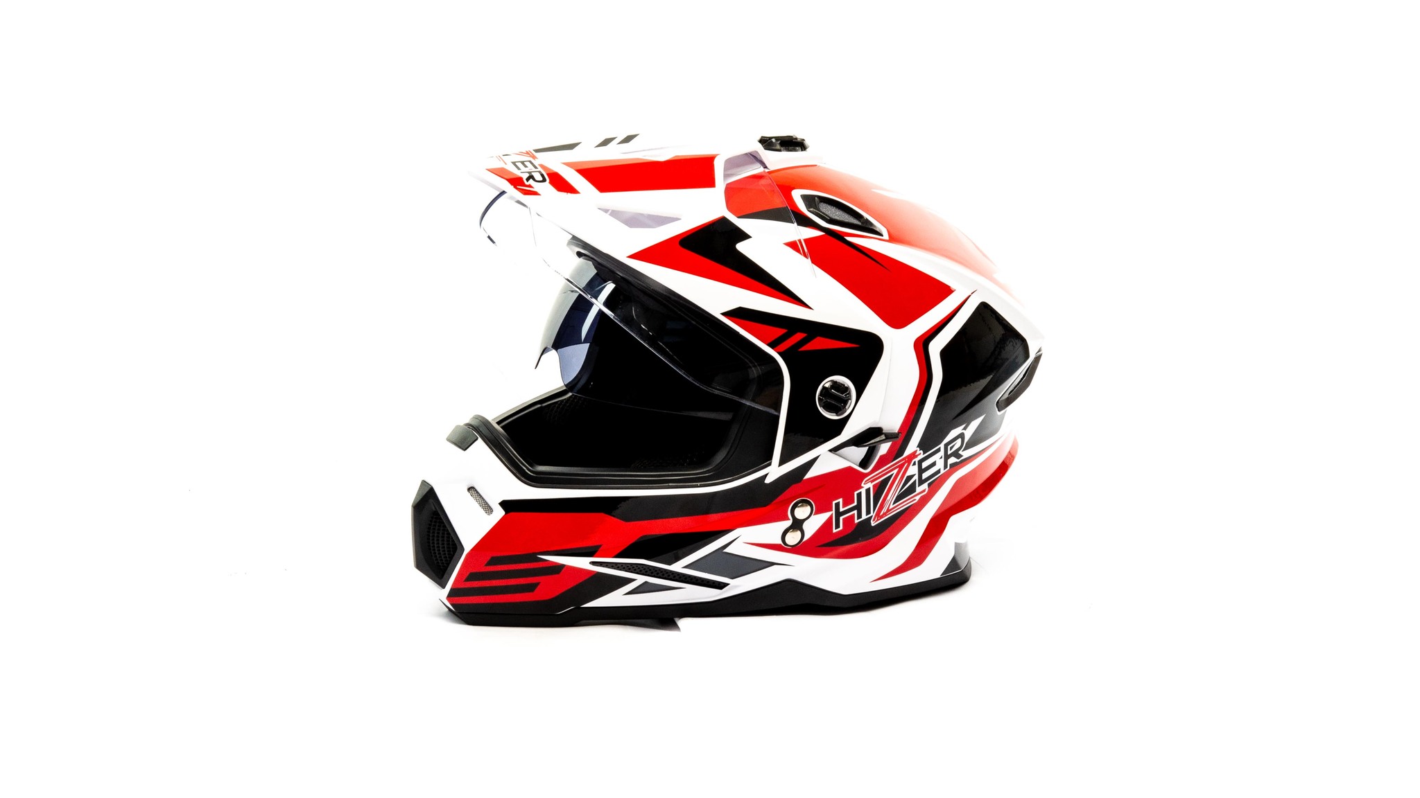 

Шлем мото мотард HIZER J6802 (L) #5 white/red (2 визора)