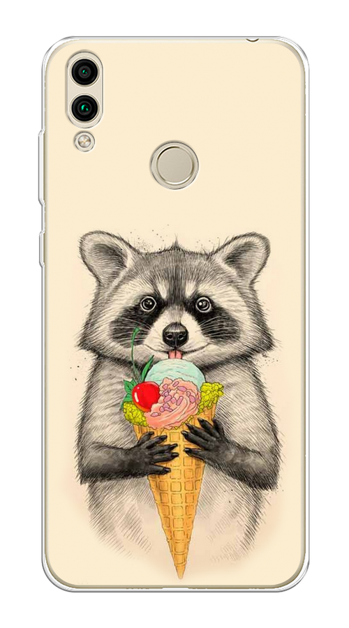 

Чехол Awog на Honor 8C "Енот с мороженым", Бежевый;серый, 67150-10
