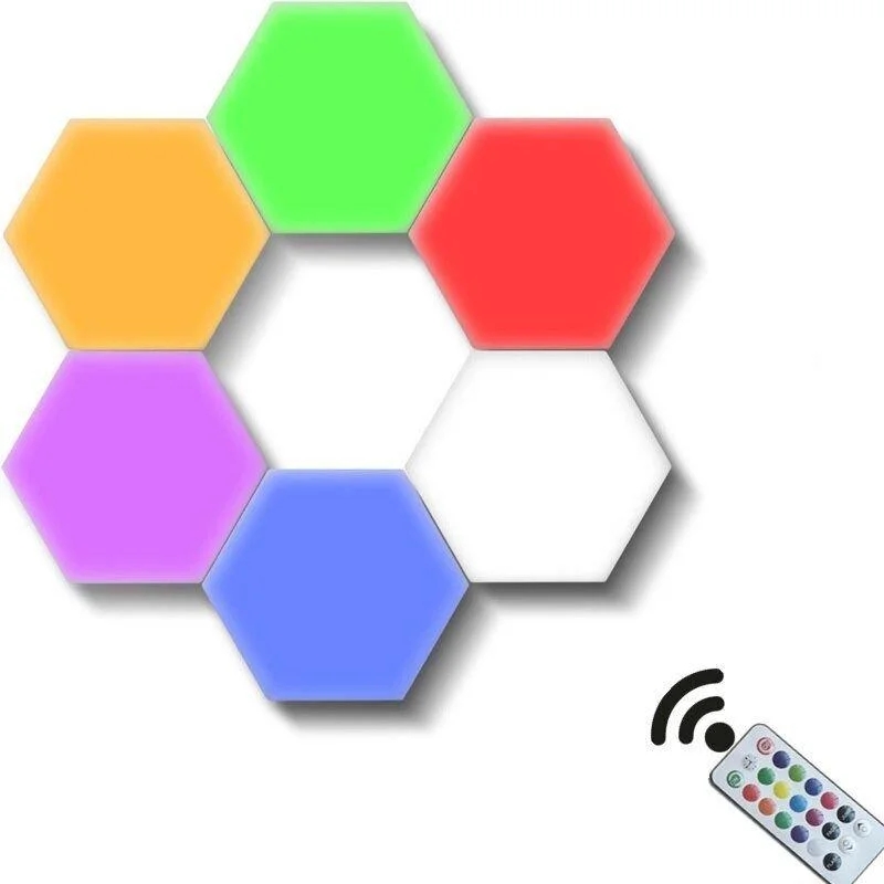 фото Светильник сенсорный hexagon diy соты rgb color light 5w dc5v 92х80х20мм 6 шт. bestyday