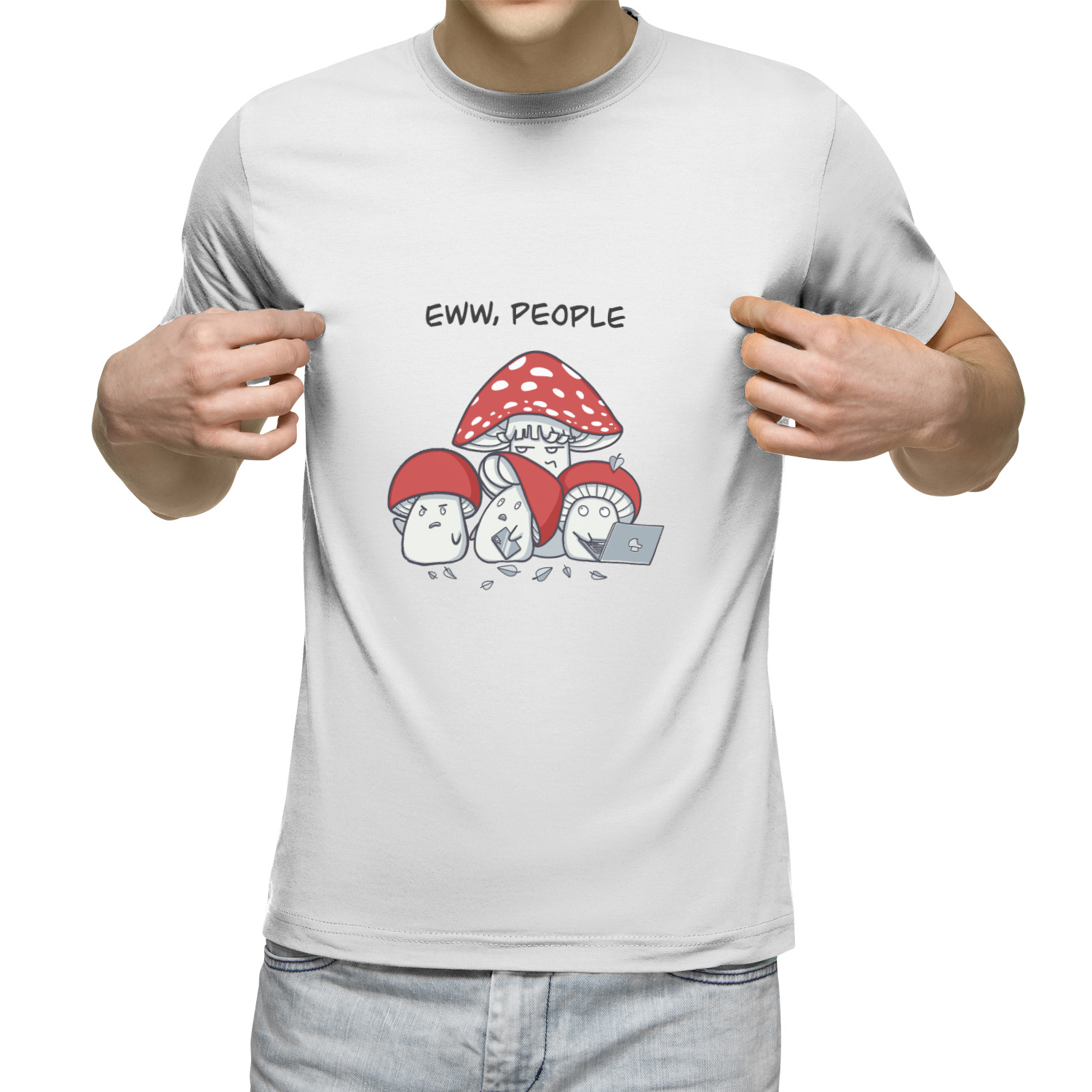 

Футболка мужская Грибы социофобы белая 2XL, Белый, Грибы социофобы