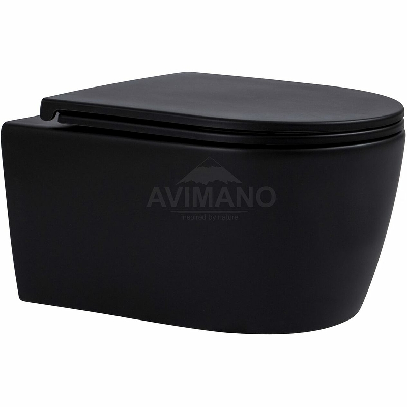 Унитаз подвесной Avimano Ambition 1000052 с сиденьем микролифт, черный матовый донный клапан avimano