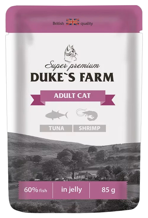 фото Влажный корм для кошек duke's farm тунец-креветки 85 г