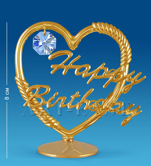 фото Фигурка сердце happy birthday (юнион) ar-3490 113-60872 crystal temptations