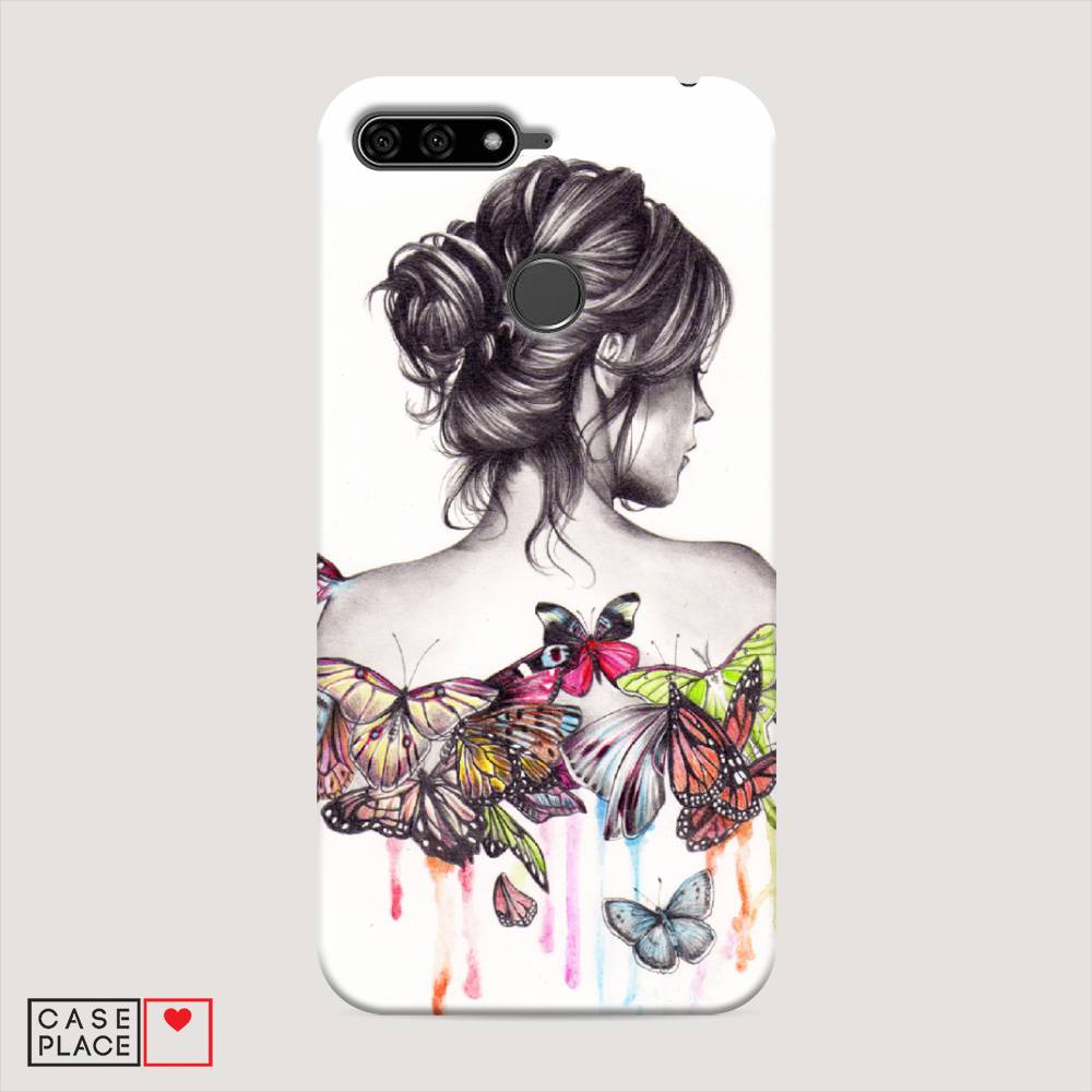 фото Чехол awog "девушка с бабочками" для huawei y6 prime 2018
