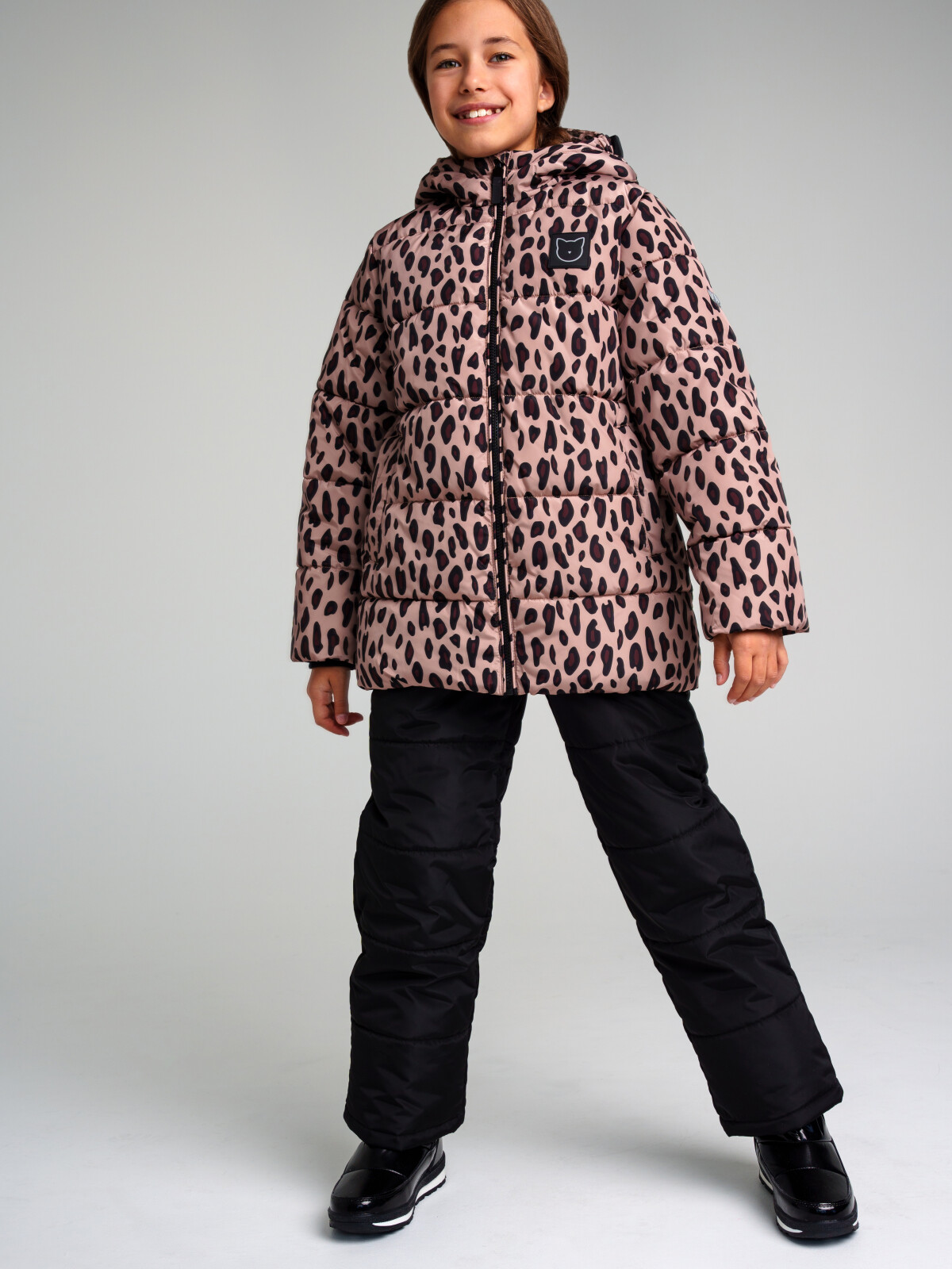 Комплект для девочек PlayToday: куртка, брюки, черный,коричневый, 152