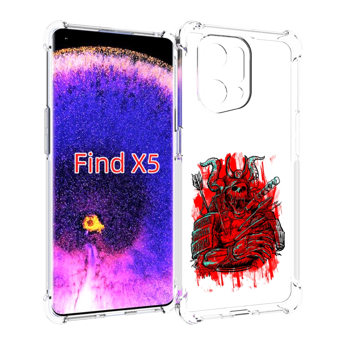 

Чехол MyPads красный скелет воин для Oppo Find X5, Прозрачный, Tocco
