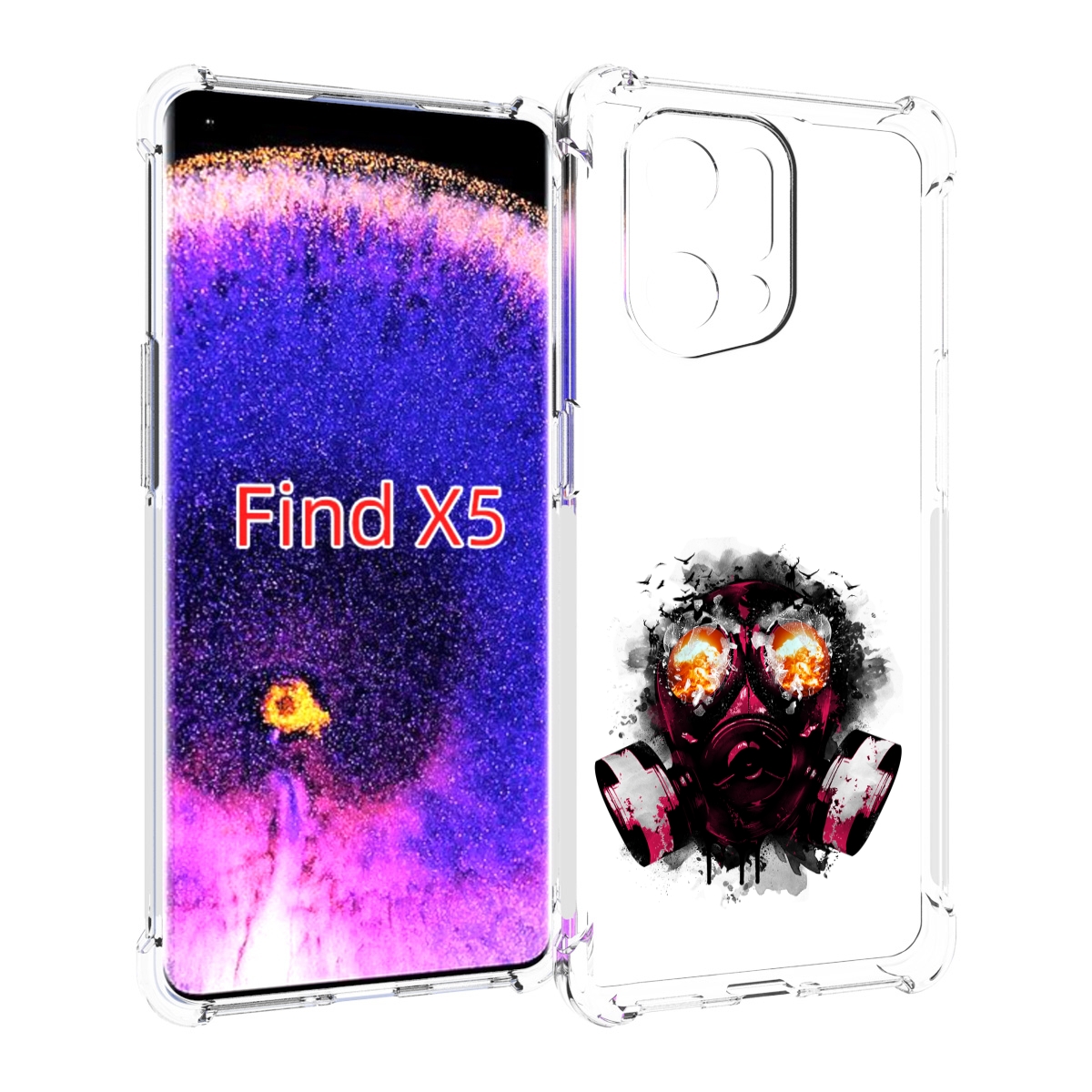 

Чехол MyPads красный противогаз для Oppo Find X5, Прозрачный, Tocco