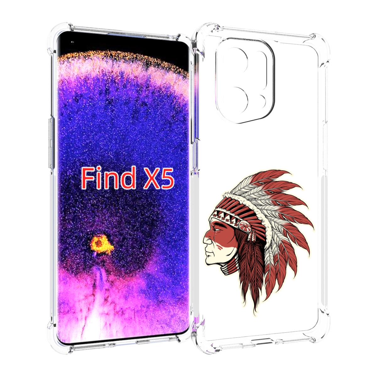 

Чехол MyPads красный индеец для Oppo Find X5, Прозрачный, Tocco