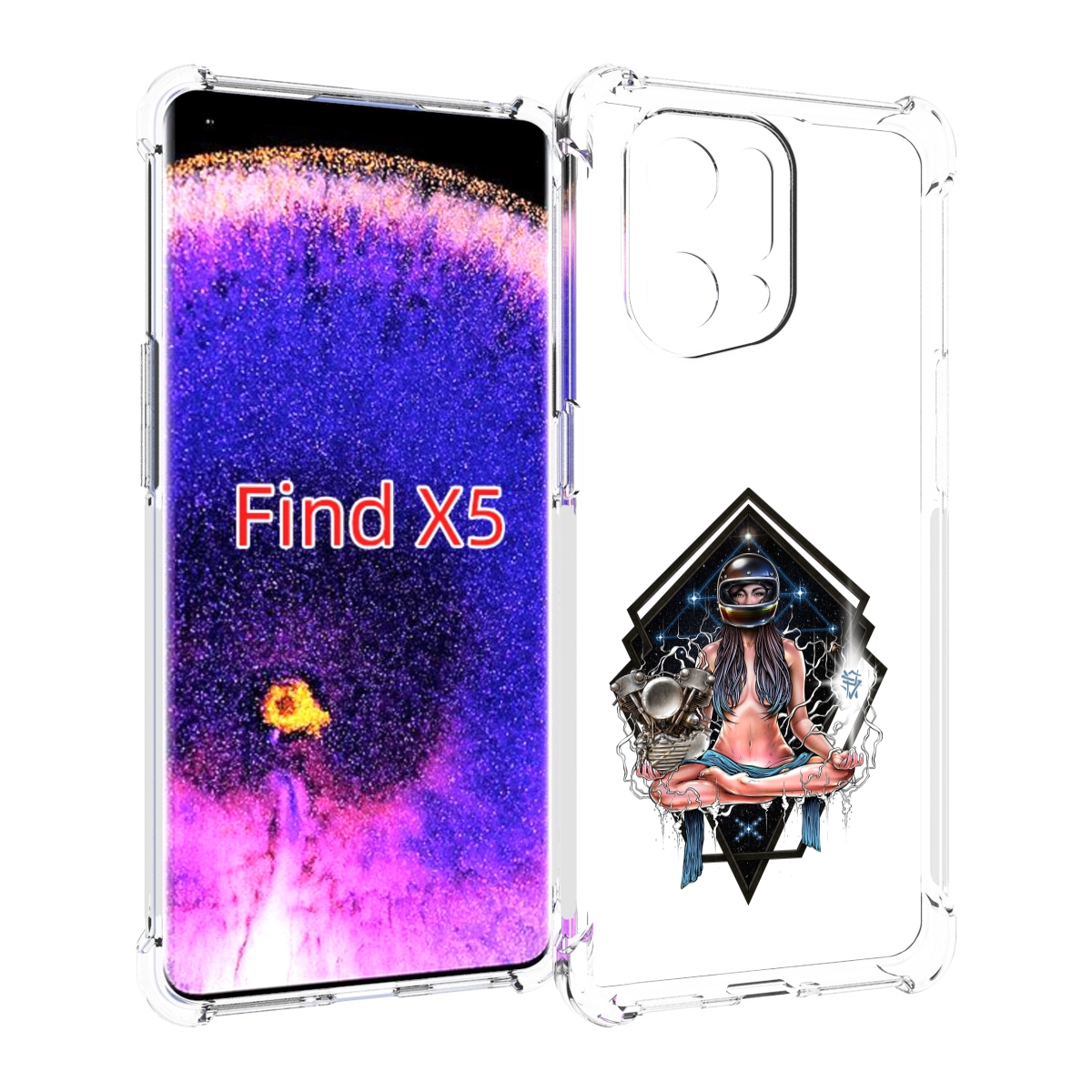 

Чехол MyPads красивая девушка в шлеме для Oppo Find X5, Прозрачный, Tocco