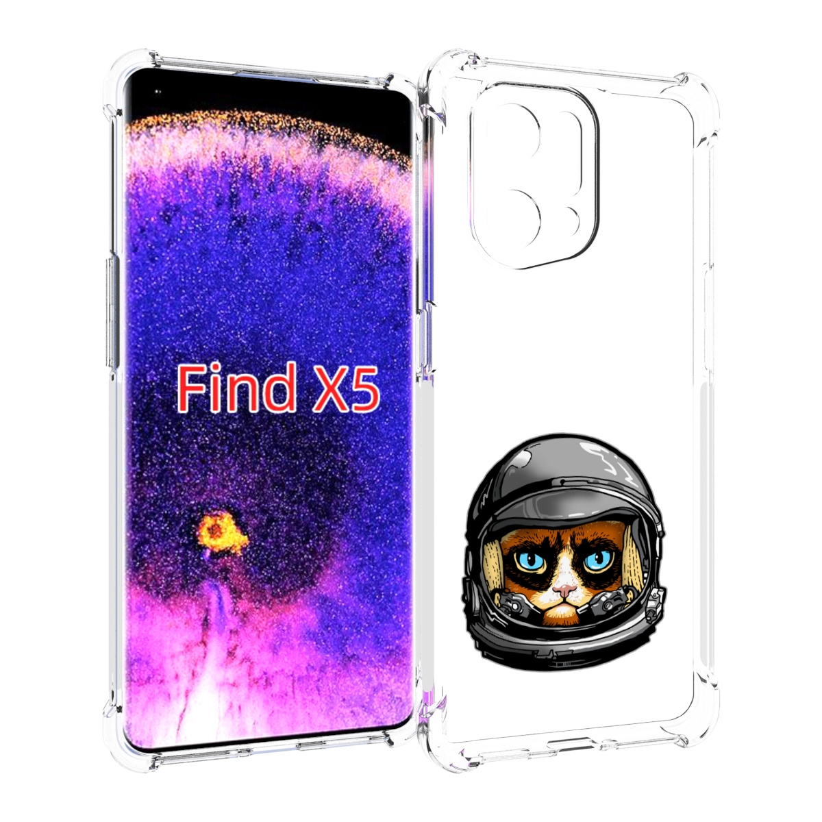 

Чехол MyPads кот космонавт для Oppo Find X5, Прозрачный, Tocco