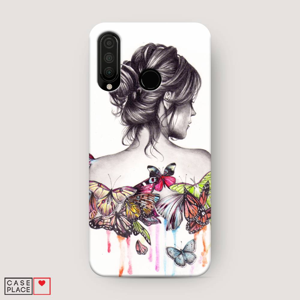 фото Чехол awog "девушка с бабочками" для huawei p30 lite