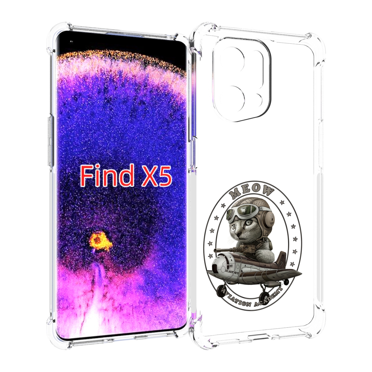 

Чехол MyPads кот в самолете для Oppo Find X5, Прозрачный, Tocco