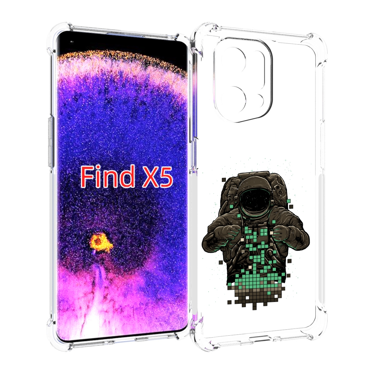 

Чехол MyPads космонавт с пикселями для Oppo Find X5, Прозрачный, Tocco