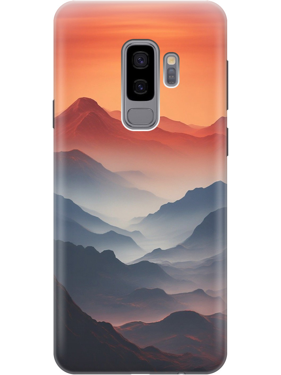 

Силиконовый чехол на Samsung Galaxy S9+ с принтом "Луна над горами", Прозрачный;оранжевый;черный, 717439310