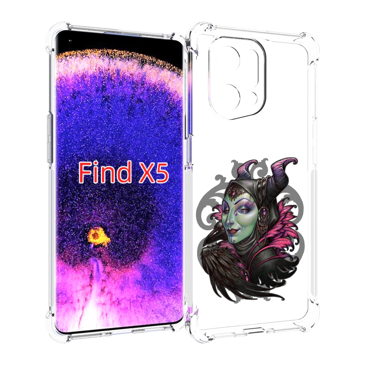 

Чехол MyPads зеленая девушка с вороном для Oppo Find X5, Прозрачный, Tocco