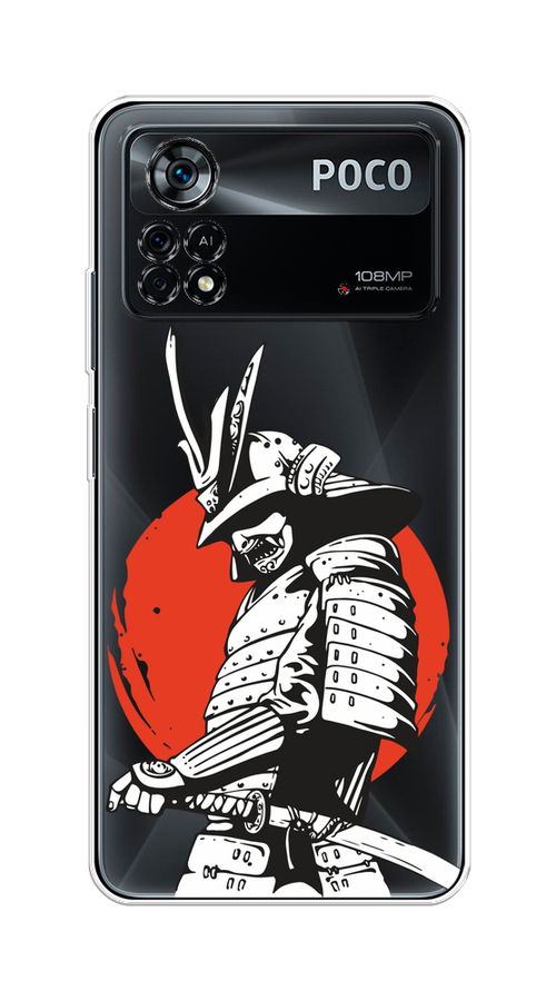 

Чехол на Xiaomi Poco X4 Pro 5G "Самурай с катаной", Черный;красный;белый, 313150-1