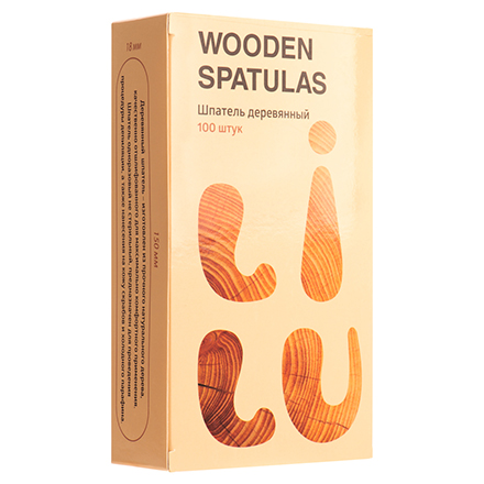 Шпатели деревянные LILU в коробке 150х18х1,5 мм, 100 шт. деревянные одноразовые шпатели размера s