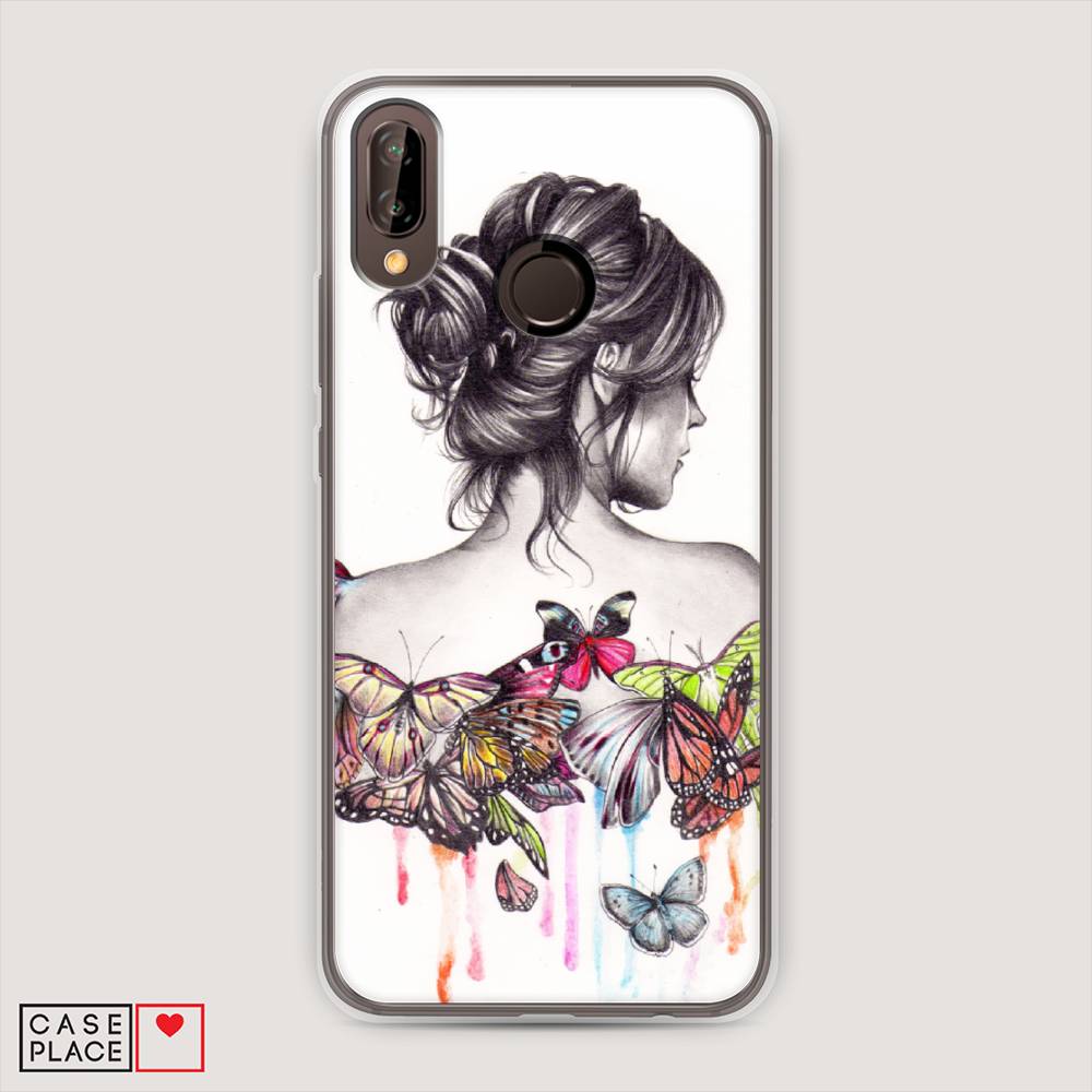 фото Чехол awog "девушка с бабочками" для huawei nova 3