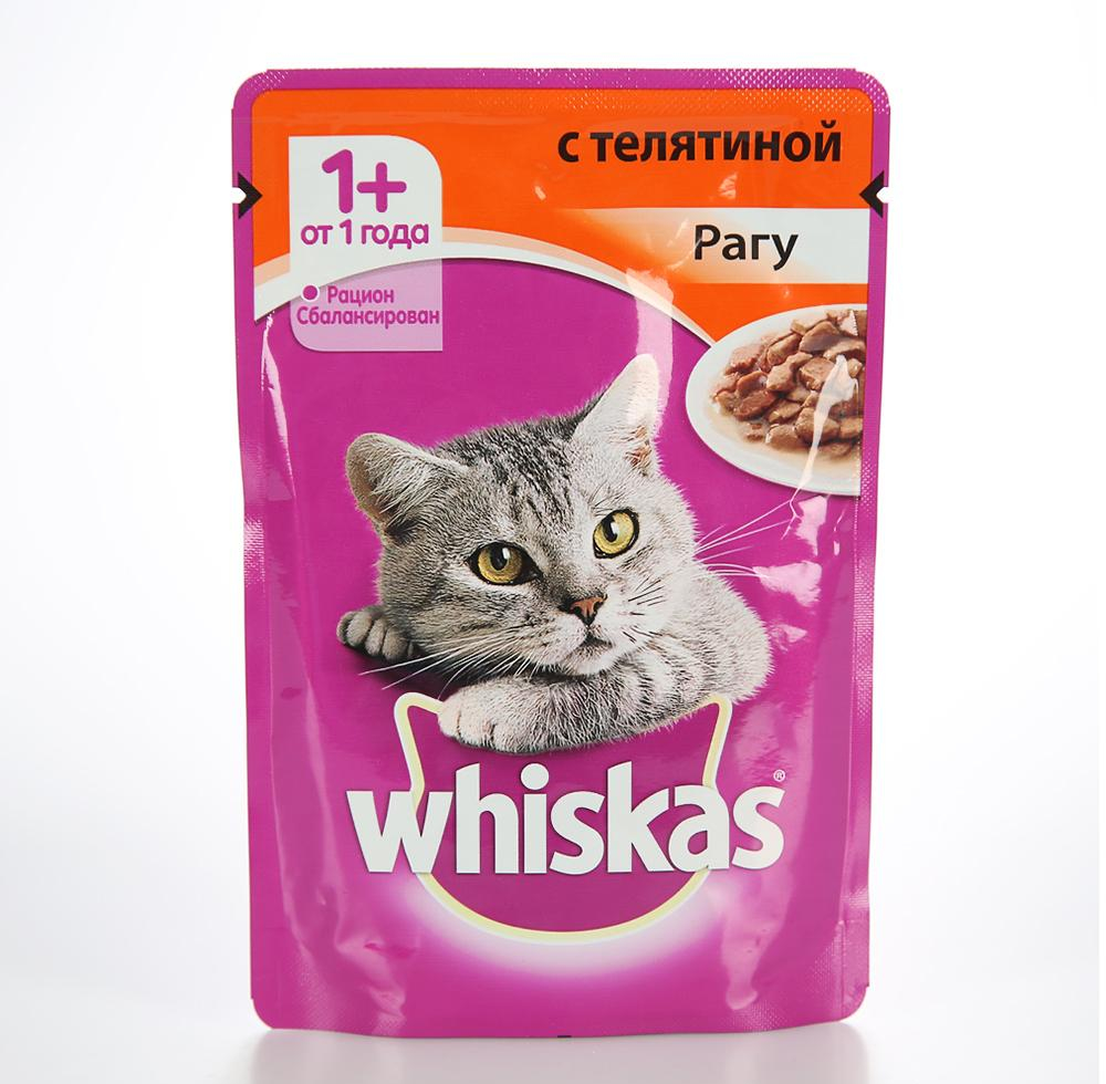 фото Влажный корм для кошек whiskas рагу с телятиной 85 г