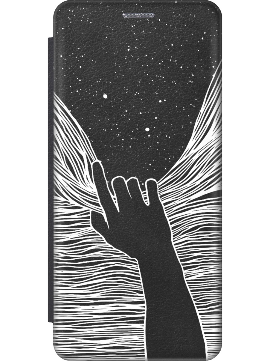 

Чехол-книжка на Honor 90 с рисунком "Рука и нити" черный, 20001431