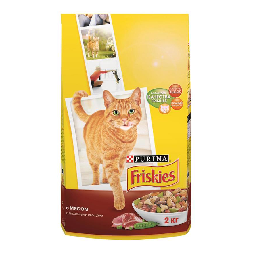 фото Сухой корм для кошек friskies с мясом курицей и полезными овощами 2 кг