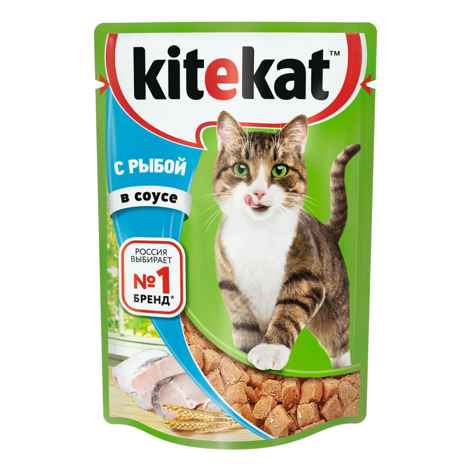 Влажный корм для кошек Kitekat с сочными кусочками рыбы в соусе, 85 г